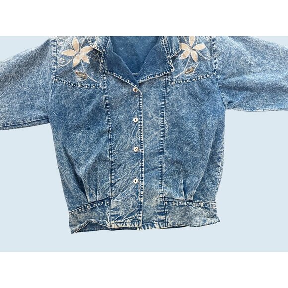 Vintage CITY SWINGERS Acid Washed Applique Jacket 80s / 90s Sz S - Picture 4 of 8